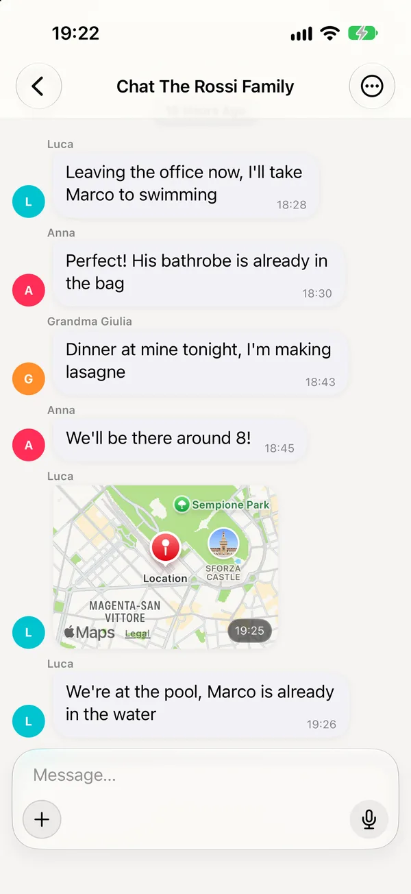 The family chat with a shared location