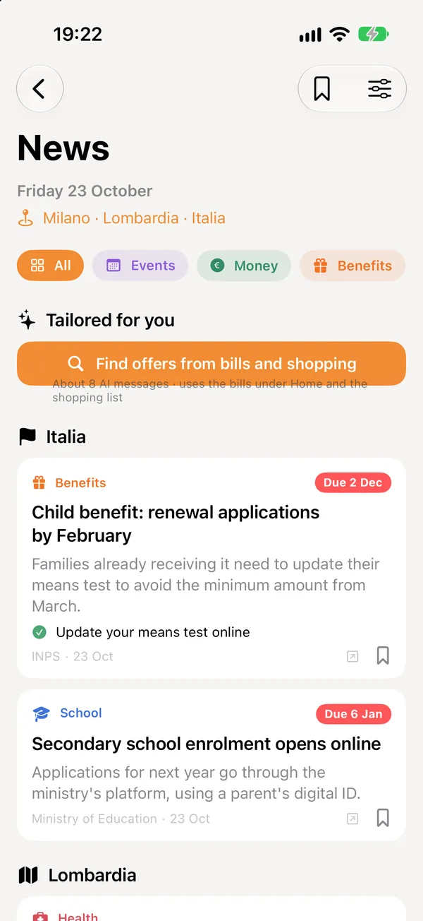 Family news, from Milan to the whole country