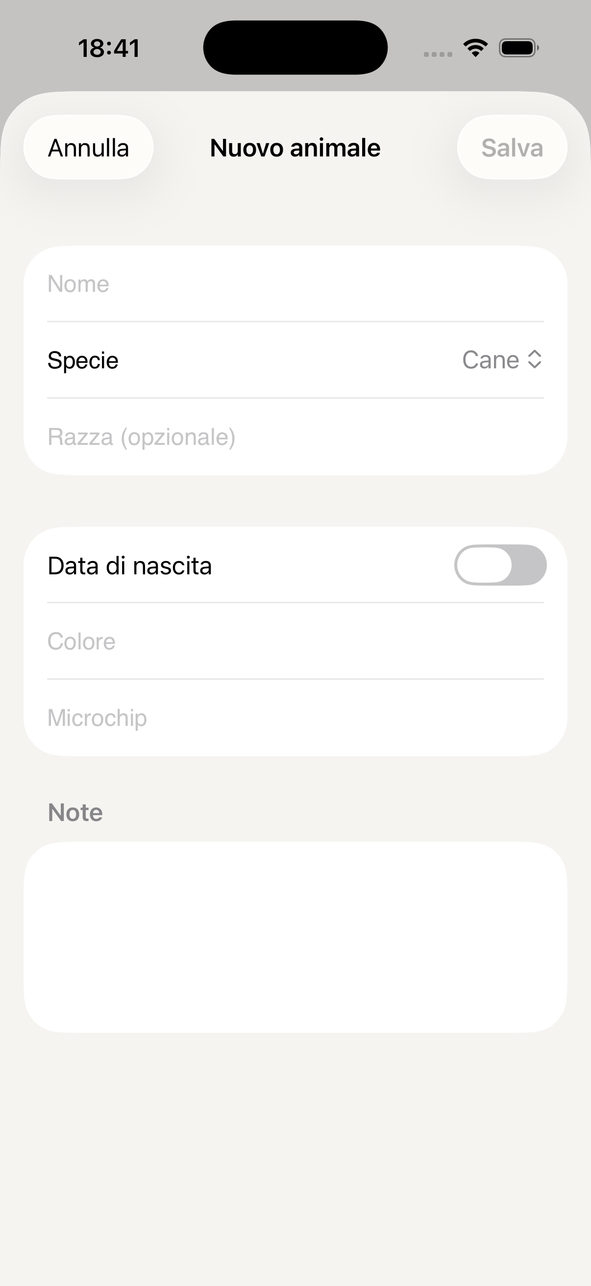 Nuovo animale