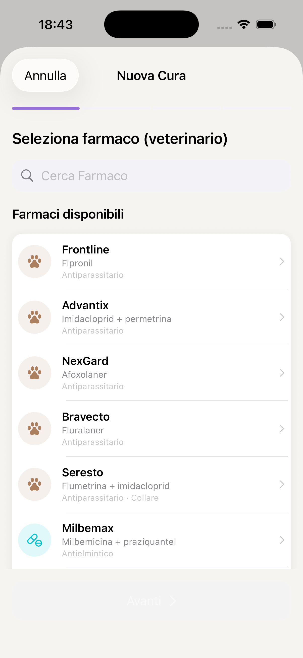 Selezione farmaco veterinario