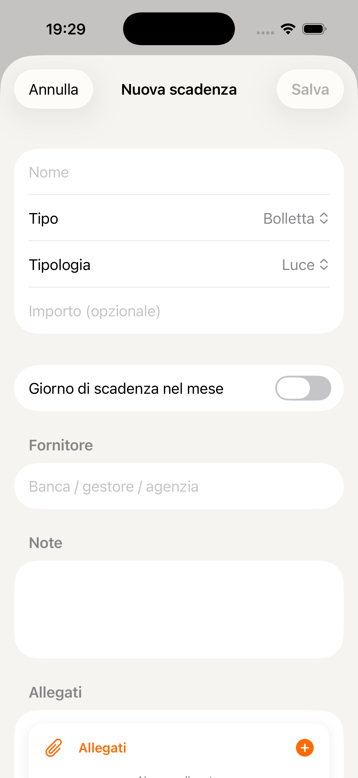 Nuova scadenza o pagamento